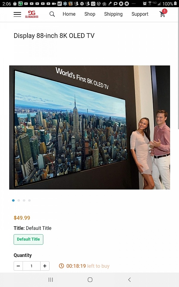 An 88 inch TV for $49.99 free shipping