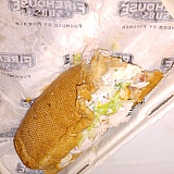 See the bread at the end all soggy... it is mush... will be cut off and threw out. $13. Nuts to charge that for destroyed food.