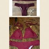 Exactly as on the picture. Color is more maroon/burgundy. Picture was taken with a flash, so brighter than it is.