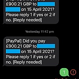 This isn't the actual text for the laptop, but it's an actual text from PayPal showing you how they check with you before processing a purchase. This is what happens when you try and respond on Smarty. They block you from responding.