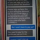 Example of "pushy" behavior of trying to get "the sale" but it is passive aggressive and easily missed. I had just said I can't afford it and the website to pay was sent over.
