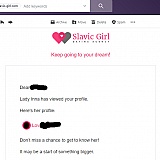 Sample of Email received showing that a "Lady" is checking out a Profile that has no picture on it and little information on the profile.