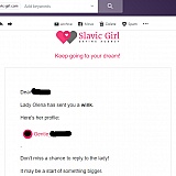 Sample of Email received showing that a "Lady" is winking a Profile that has no picture on it and little information on the profile.