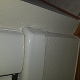 Had to re caulk this not much I could do about paint on the baseboards in every room.