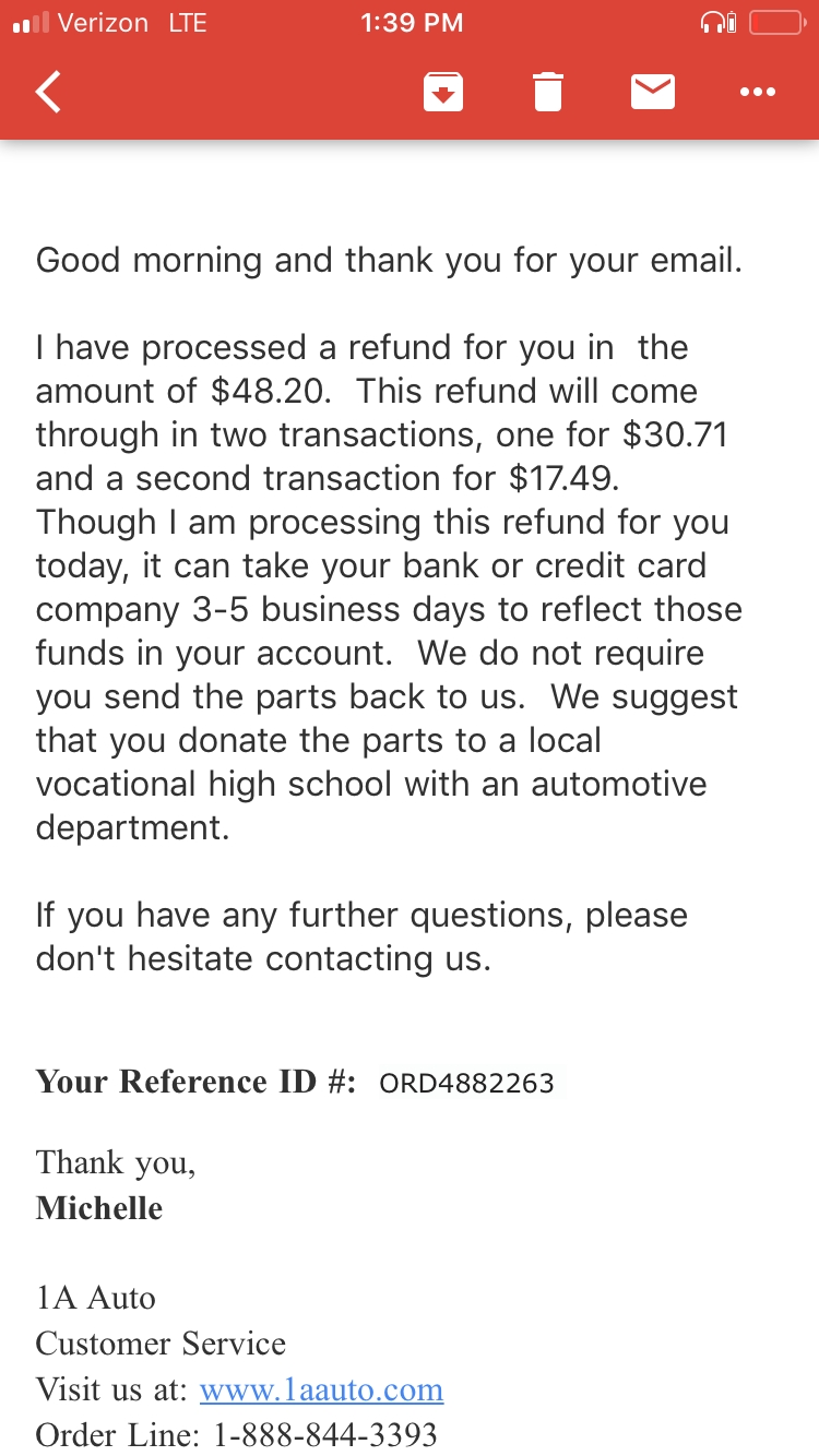 1a Auto Reviews 33 Reviews Of 1aauto Com Sitejabber