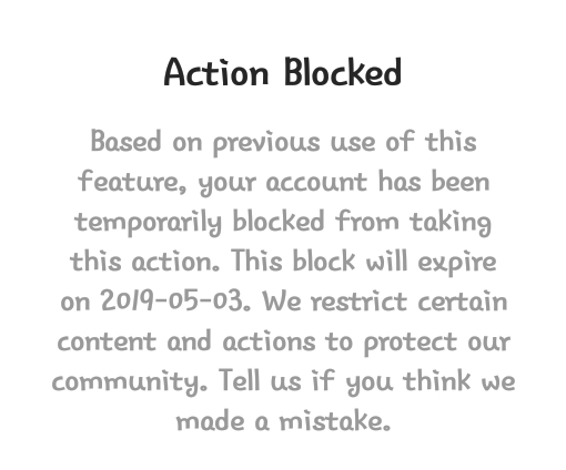 instagram - action blocked on instagram following
