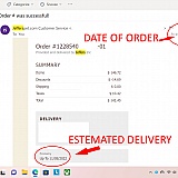 Email received as order confirmation on 4/29- Note the estimated delivery