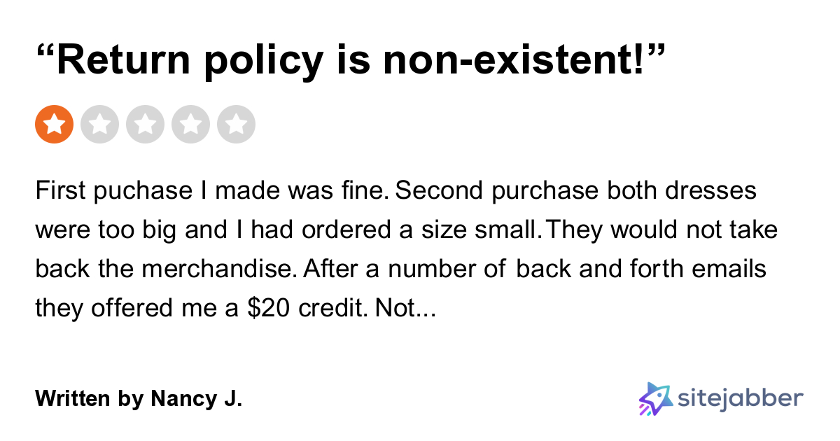 1Star Review of Papaya Clothing “Return policy is nonexistent!”