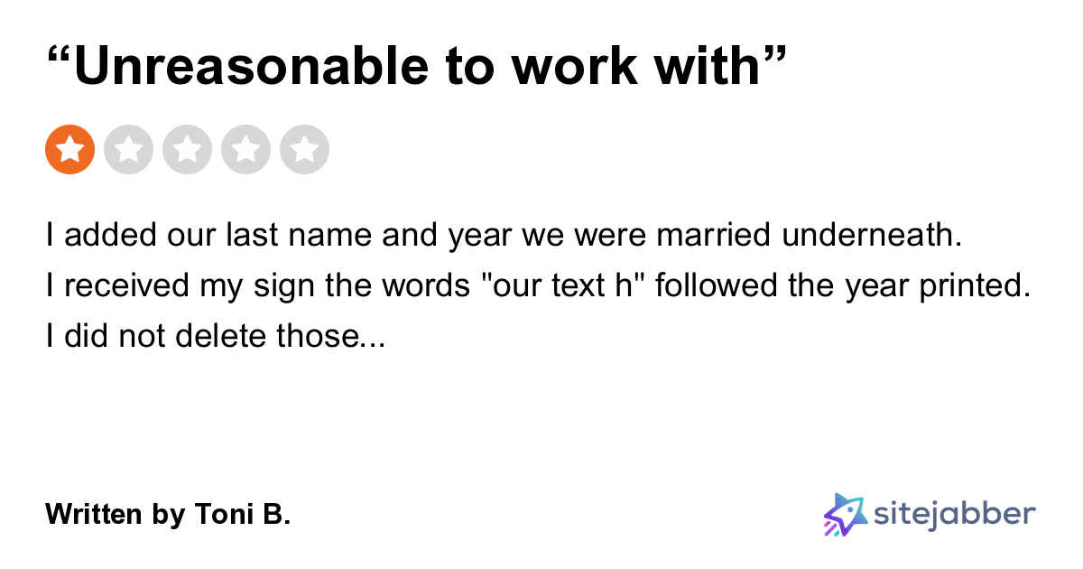 1Star Review of Smallwoods “Unreasonable to work with”